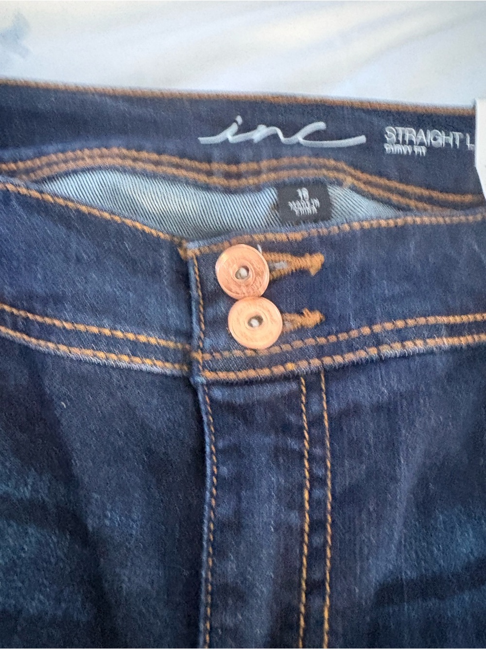 INC International Concepts Women's Straight Leg Dark Blue Jeans